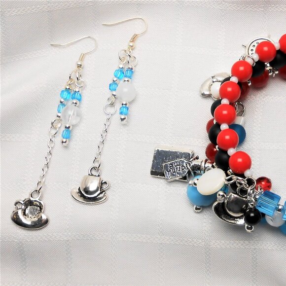 Alice in Wonderland Three-strand bracelets and earrings - No. 2 - handmade - - Picture 2 of 2